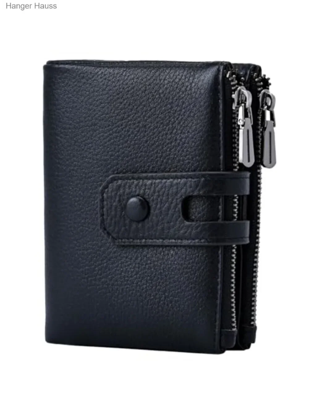Small Leather Wallet RFID Blocking Cards Holder Double Zipper Bifold